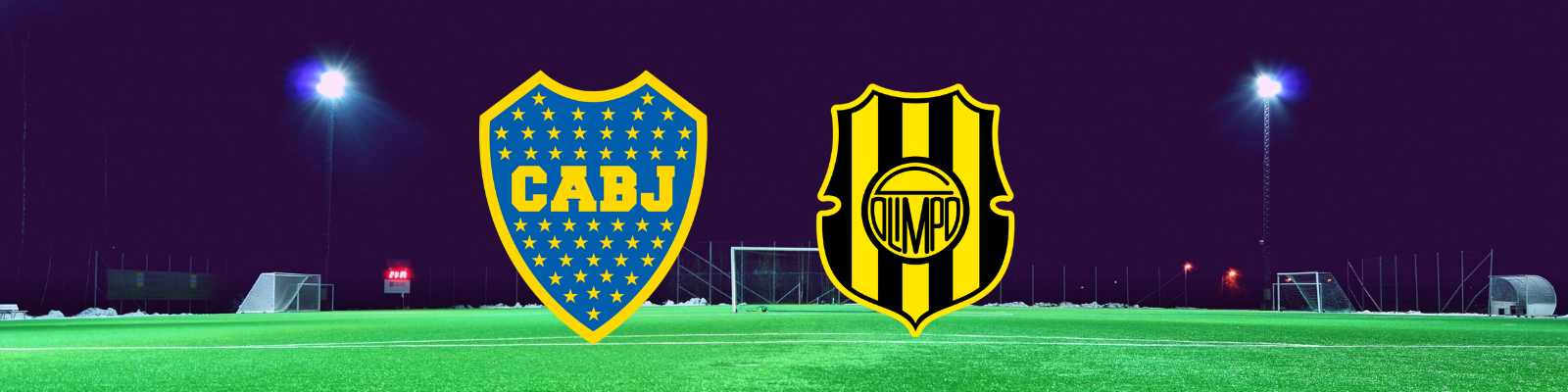 Placa gráfica con los logos de los Clubes Boca Juniors y Olimpo